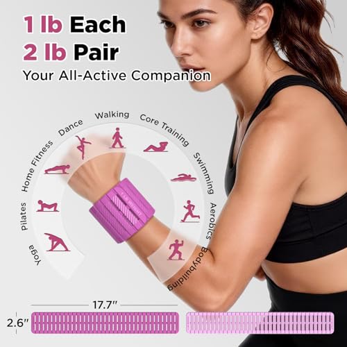 Image of Magnetic Ankle Weights for Women Men Set of 2 (1 lb Each) Adjustable Wrist Weights for Pilates, Yoga, Workout and Daily Training