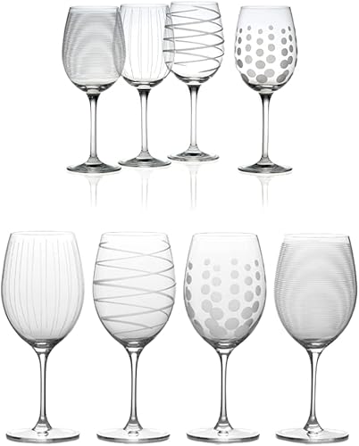 Mikasa Cheers - Copas de vino blanco, 4 unidades (paquete de 1), transparente y Mikasa Cheers Burdeos (juego de 4), 24 onzas, transparente