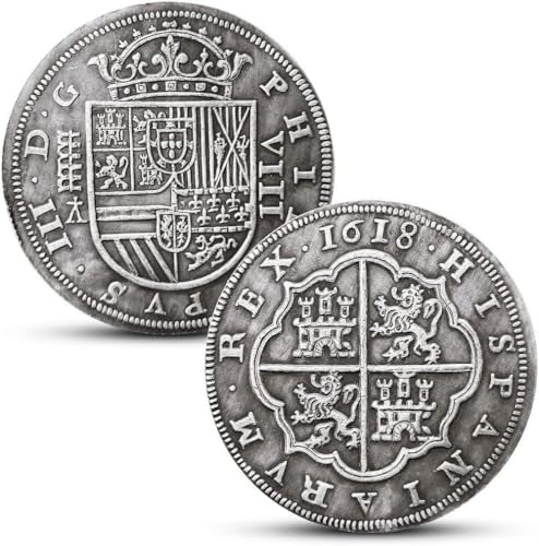 1618 Felipe III 8 Reales Moneda de Plata española, Monedas Antiguas España, Monedas conmemorativas para coleccionistas Raras, colección Moneda Oro Escudo columnarios coleccionables
