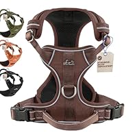 FREUDENTIER Hundegeschirr mit Griff, atmungsaktiv gepolstert - Bombenfester Sitz & maximale Sicherheit - Anti Zug Hundegeschirr kleine, mittelgroße & Grosse Hunde - Hunde Geschirr (Braun,S)