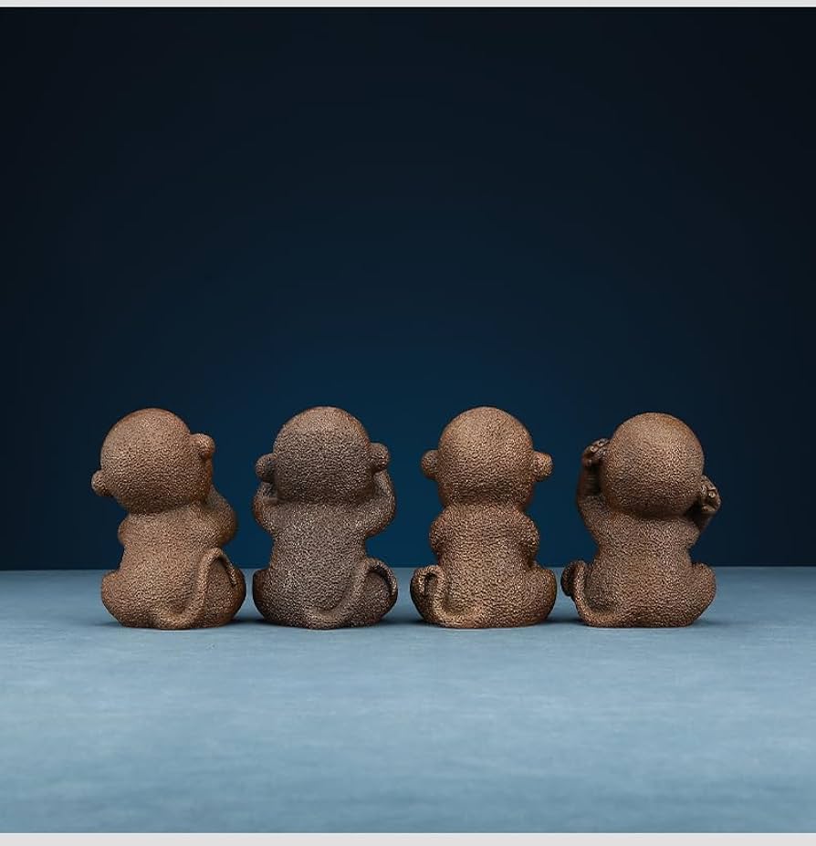 銅製？　錫製? 銀製？　三番叟猿置物 インテリア 骨董 アンティーク 申年 銅製？ 錫製? 銀製？ 三番叟猿置物 インテリア 骨董