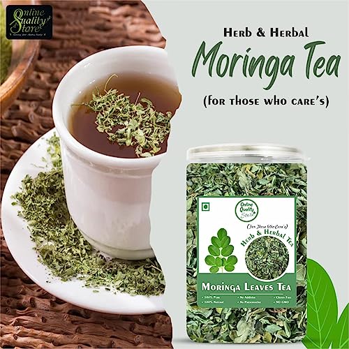 Image of Online Quality Store Moringa Leaves Tea - 100g | Drumstick Leaf Herbal Infusion | Green Botanical Brew | Pure & Dried Beverage