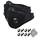 UpUser Dust Mask, Activated Carbon Dustproof Masks with Extra Filter Cotton Sheet and Valves for Running, Cyclinging, Exhaust Gas, Pollen Allergy, PM2.5 (Black-2Set)