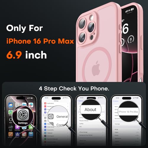 TOCOL Magnetic for iPhone 16 Pro Max Case, Upgraded Full Camera Protection, Fit for MagSafe, Rugged Phone Case for iPhone 16 Pro Max 6.9 Inch, Drop Protection, Anti-Scratch, Light Pink by TOCOL - Image 2