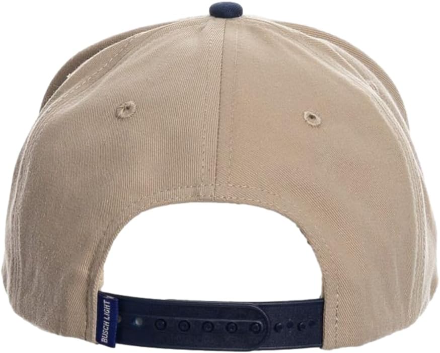 Calhoun Men’s Busch Light Structured Baseball Hat – Officially Licensed Chain Stitched Logo Cap with Curved Brim, Adjustable Snapback Casual Headwear Beige
