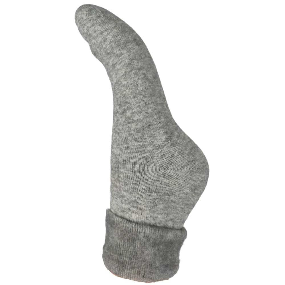 JOYA Luxurious Cuff Wool Blend Soft Socks UK 4-7 EU 36-40 Light Grey