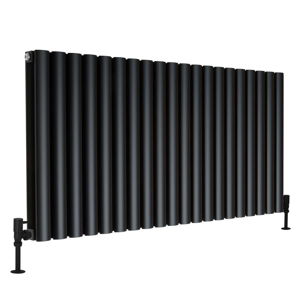 Milano Black Aluminium Horizontal Double Panel Designer Radiator - 600Mm X 1200Mm - Aruba
