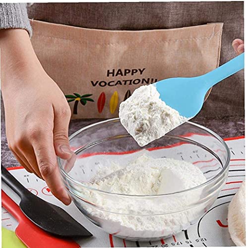 Image of P-Plus International Silicone Spatula Set 5-Piece - 446F Heat-Resistant Baking Spoon Spatula - Seamless One-Piece Design- Non-Stick Silicone Stainless Steel Core (Spatula Set of 5 Blue)
