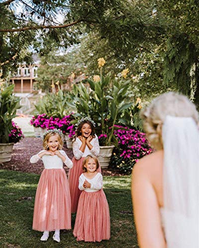 Image of Topmaker Flower Girl Dress for Toddler Baby Girls,Lace Tulle Dress for Wedding,Birthday Party,Photoshoot,Special Occasion