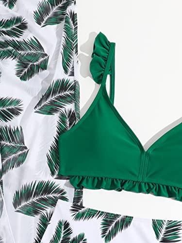 Verdusa Girl's 3 Piece Ruffle Trim Bathing Suit Bikini Swimsuits with Cover Up Skirt3