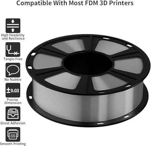 Image of GIANTARM PETG Filament 1.75mm 1Kg(2.2lb), Silver PETG Filament for 3D Printer, ±0.02mm Accuracy, High Precision, Strong Toughness, Neatly Wound & Moistureproof, Non-Clogging & Non-Stringing, Silver