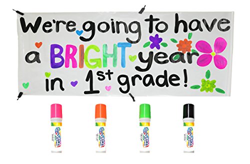 Chalk Markers WHATUP Banner Kit by Glass Chalk - 1 White Blank Banner, 4 Clips, Rope, 4 neon Color Markers - Thumbnail 5