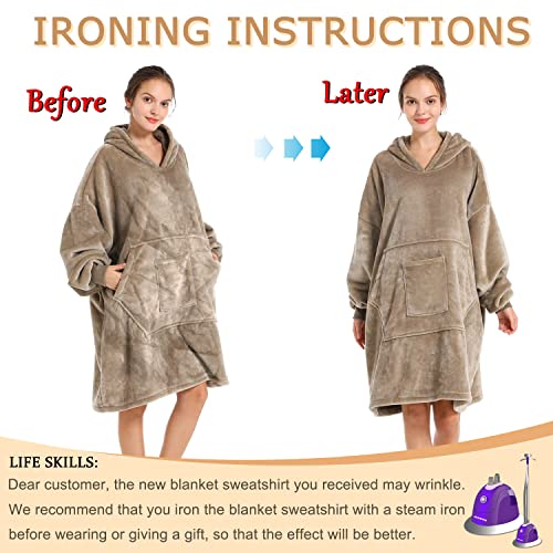Redess Blanket Hoodie Sweatshirt, Wearable Blanket Oversized Sherpa With Sleeves And Giant Pocket, Cozy Hoodie Warm For Adult Kids #TOP3