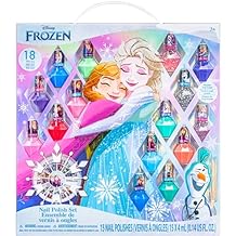 Townley Girl Disney Frozen Peel-Off Nail Polish Set with Shimmery and Opaque Colors with Nail Gems for Girls Ages 3+, Perfect for Parties, Sleepovers and Makeovers, 18 Pc Set