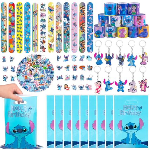 Niaetuto 82PCS Sti Petits Cadeaux Anniversaire,Cadeau Invite Anniversaire,Pinata Anniversaire avec 50 Autocollants,12 Bracelet,10 Porte-clés,10 Sacs Cadeaux...