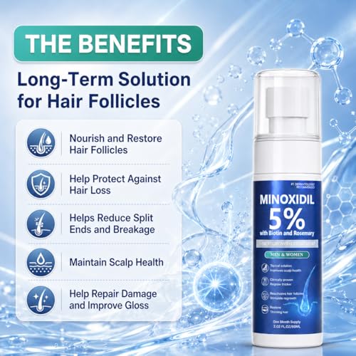 Image of Minoxidil for Men and Women, Hair Growth Serum with Biotin, Rosemary and Batana for Hair Beard Regrowth Treatments Extra Strength Hair Loss Solution, Clinically Proven to Regrow Thicker, 60ML