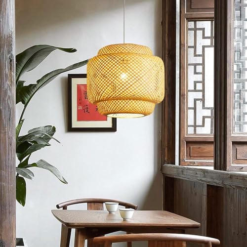 Suspension en rotin naturel Japandi Zen LAUMZX pour chambre et cuisine