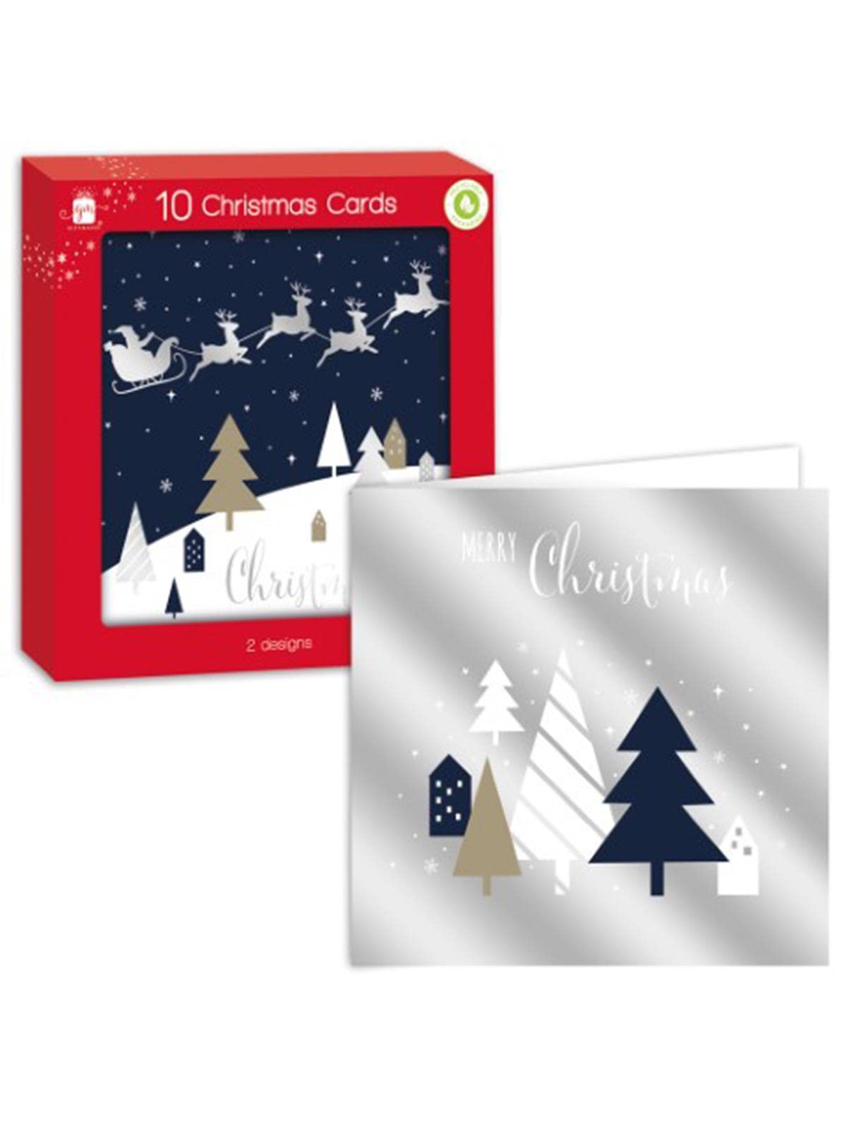Giftmaker Multicolor Pack 10 Square Christmas Cards 2 Night Before Xmas Designs
