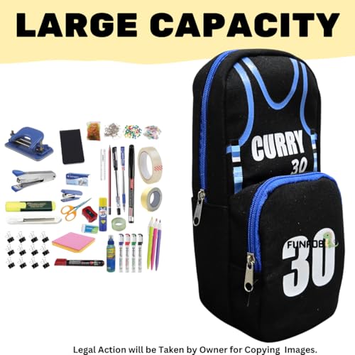 Image of Funfob Soccer Pencil Pouch for School College for Pen Pencil Football Pencil Box Travel or Cosmetic Case | Soccer Black Curry