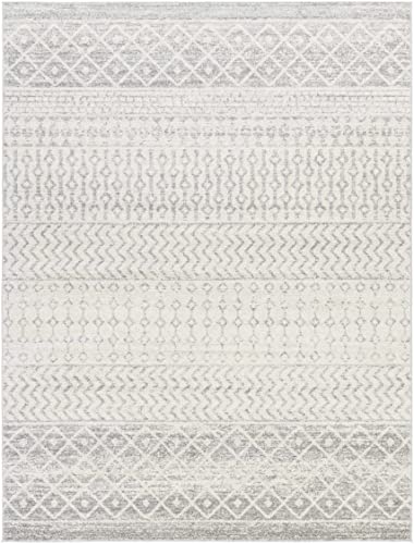 Harput 5' 3" X 7' 6" Moroccan Bohemian Pattern - Farmhouse Area Rug - Rectangle - Polypropylene - Light Gray, Medium Gray, White #TOP2