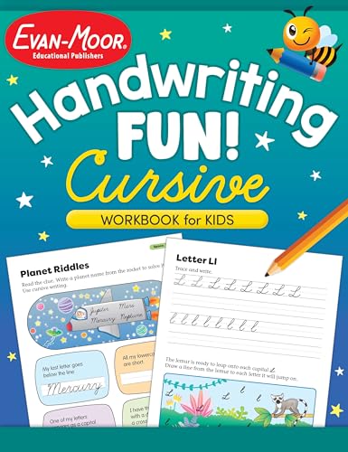 Evan-Moor Handwriting FUN! Cursive Writing, Letters, Activity Book, Line Tracing, Penmanship, Silly Sentences, Riddles, Rhymes, Puzzles