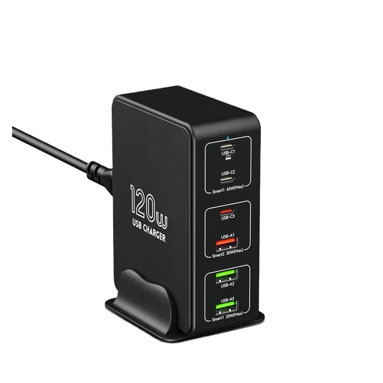 120W GaN Charger 6 Port Desktop Multi USB Charger 100W PD PPS QC4.0 Quick Charger For Laptop Tablet