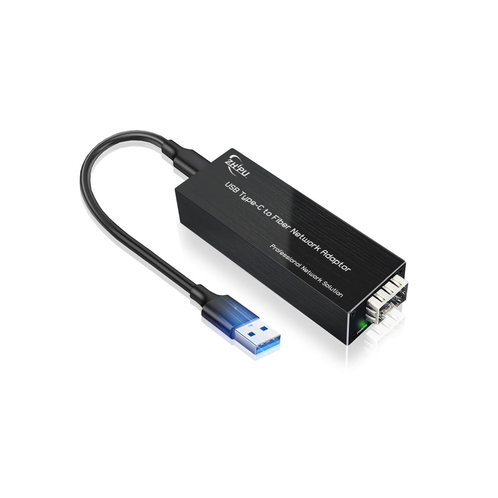 Zhpuostd USB C to Fiber Network Adaptor,USB3.0 Type C 5V to 100/1000base-X SFP Gigabit Network Card,Supported for Windows and Linux