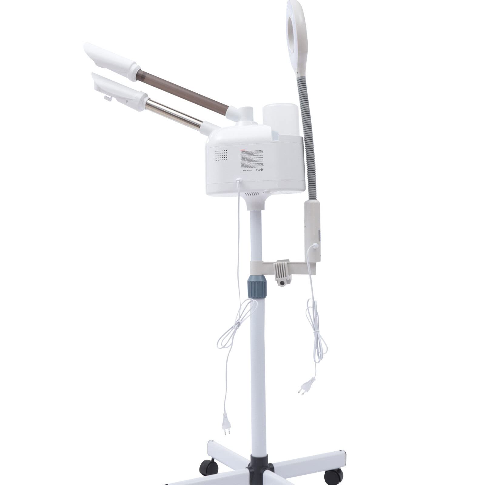 3 in 1 Gesichtsdampfer mit Lupenleuchte Luftbefeuchter Spa Salon Kombigerät Ozon Vapozon Bedampfer, PTC-Heiztechnologie, Heat und Kälte Spray