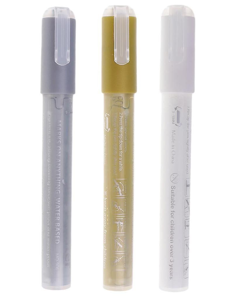 worison 4pc Gold, Silver, White and Black Acrylic Paint Pens Set Ideal for Writing, Art and Craft