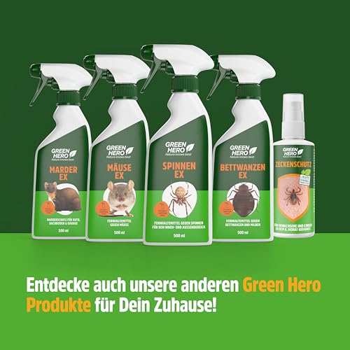 Green Hero Spinnen-Ex Spray zur Spinnenbekämpfung 500ml, Fernhaltemittel gegen Spinnen, Vertreibungsmittel, Innen und Außen, langfristige Spinnenabwehr,