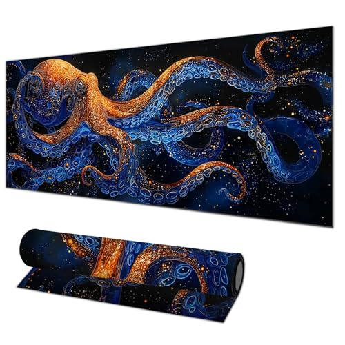 Tapis de souris de jeu Cosmic Octopus 80x30 cm de HOMETITUTE pour bureau et clavier XL