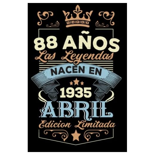LAS LEYENDAS NACEN EN ABRIL EL AÑO 1935: 88 Aniversario Cuaderno personalizado 88 años regalos Feliz 1935 cumpleaños ideas de regalos