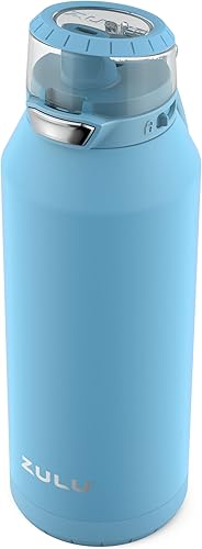 Miniatura 3 de ZULU Swift Botella de agua de acero inoxidable aislada al vacío con popote de silicona cubierto, 32 onzas (azul hielo)