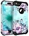 Casetego Compatible iPhone 8 Case,iPhone 7 Case,Floral Three Layer Heavy Duty Hybrid Sturdy Armor Shockproof Full Body Protective Cover Case for Apple iPhone 8/7,Blue Flower