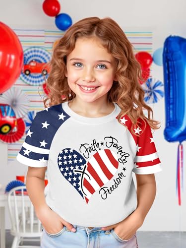 Image of Ithalt Boys Girls USA Shirts Kids 4th of July Shirts American Flag Tshirt Patriotic Top Independence Day Outfit 5-13y
