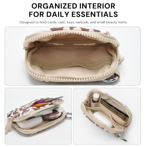 Image of YDF Small Nylon Wristlet Wallet for Women, Minimalist Zip Keychain Coin Purse Card Case with Clear ID Window, Water-Resistant Pouch