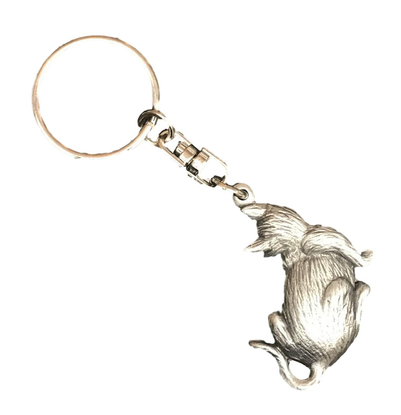 Smartbadge Cat Handcrafted In Solid English Pewter Key Ring -Hin-KR1518 + 59mm Button Badge