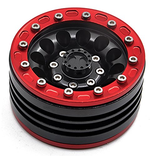 Mohero 1/10 1.9'' Alloy Beadlock Wheel Rims For Rc Cralwer Axial Scx10 Cc01 D90 Pack Of 4 (Red+Black) #TOP5