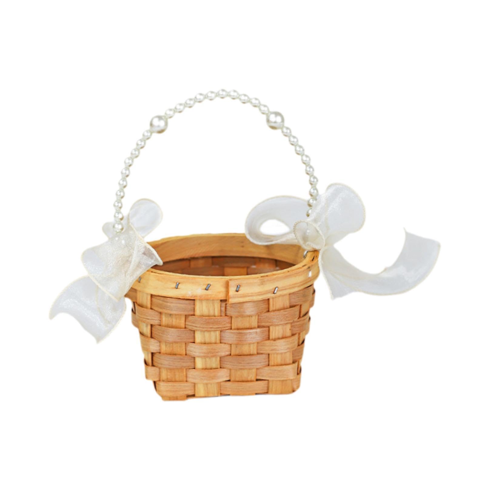 UJEAVETTE Wedding Basket Ribbon Decorated Gift Basket Mini Basket for Home Decoration 13cm-picture-23