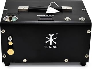 TUXING Pcp Air Compressor,4500Psi 30Mpa,Oil/Water-Free,Built-in Drain System,Powered by Car 12V DC or Home 110V AC with Adapter (Included),Pump for PCP Air Rifles and Airguns