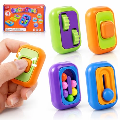Fidget Toys Hand Fidgets for Kids: 4 Pack Multi-Style Finger Fidgets for Calming - Small Fidget Toys for ADHD Autism Focus and Stress Release - Gifts for Classroom Prize and Office Desk