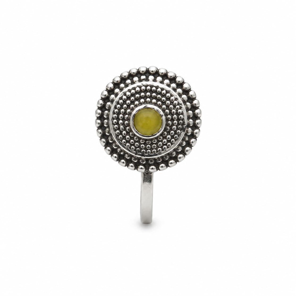 anuradha Plus Jewellery Charming Oxidised silver finishing Lemon Yellow stone stud Floral shape Nose Pin | Ring | Without Piercing | Adjustable | Nose Ring | Nathiya|Nathani | For Festival |Navratri For womens & Girls.-picture-36