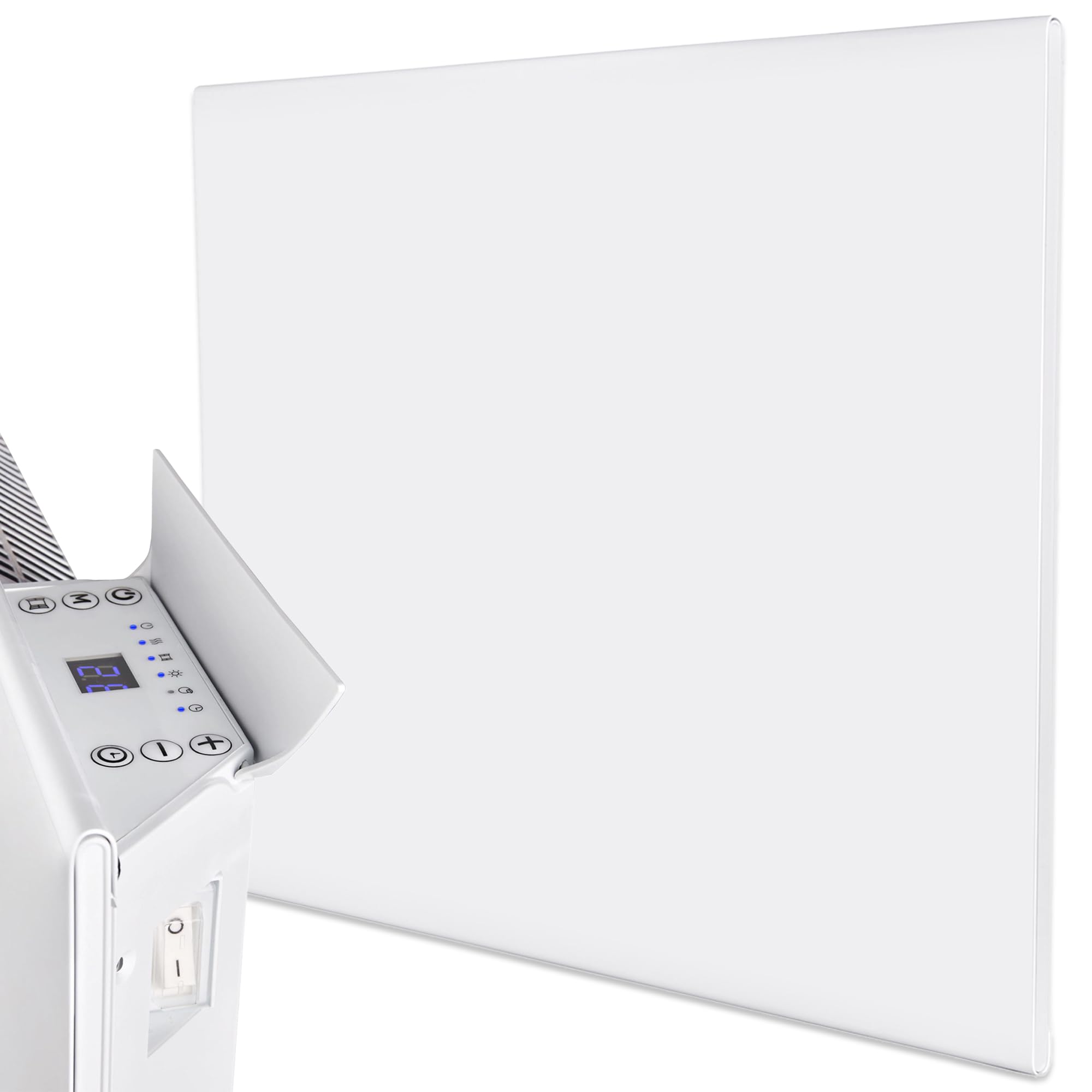 MYLEK Panel Heater Radiator Electric 1KW - Daily and Weekly Timer, Digital Thermostat - Wall Mounted Slimline White Panel Heater for Bathroom, Office, Bedroom, Garage (1000 Watt) Lot 20 Compliant