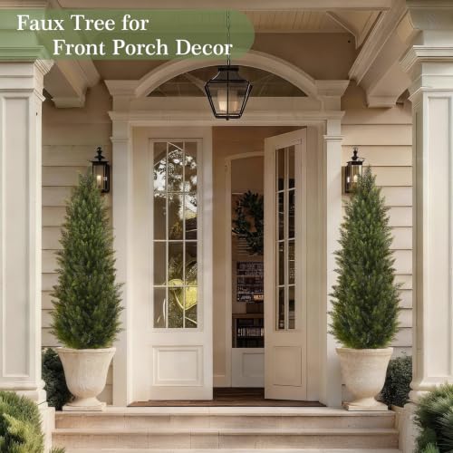 Image of Vitalismo 6FT Artificial Cedar Trees Set of 2 for Outdoor Front Porch