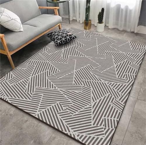 Tapis de salon gris 100x150cm à rayures modernes et lavable - 2