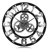 Gute Qualität: Stabile Holzrahmen machen unsere Uhr umweltfreundlich. Es gibt eine Farbschicht im Deckel des wanduhr, die ihn gegen Feuchtigkeit und Verformung machen. Nachdem Sie es an der Wand installiert haben, läuft es flüssig.