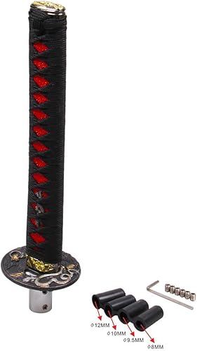 Katana - Pomo de palanca de cambios de espada samurái, ajuste universal, 10.433 in, longitud negra y roja, para la mayoría de los autos