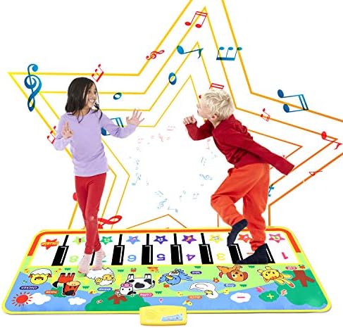 Musical Piano Mat, Keyboard Dancing Play Mat with 8 Kinds of Animal Sounds, Early Educational Learning Toy for Toddlers Kids Children (Large 52.0 x 23.6 inches)