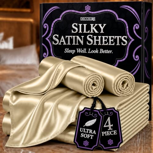 Image of DECOLURE Satin Sheets Full Size | Softer Than Silk | Luxury 4 Pc Bed Set