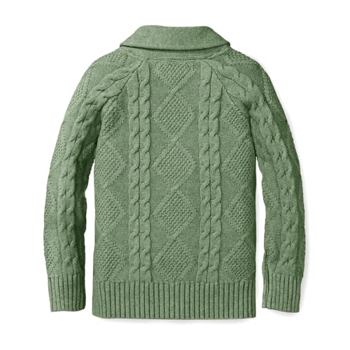 Boy's Sweater Cardigan Button Down Shawl Collar Cable Knitted Outwear Sweater Coats with Pockets2